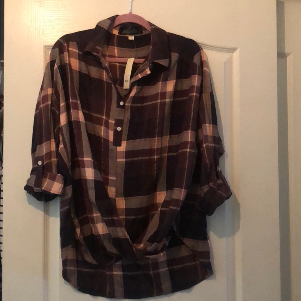 Francesca’s Wrap Flannel Shirt  Size L NWT